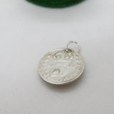 Victorian Sterling Silver Threepence Coin Moonstone Lucky Charm Antique 1897