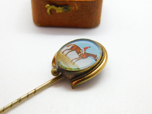 Australian Victorian Gilt Metal & Enamel 'Archer' 1st Melbourne Cup Winner Pin 1861