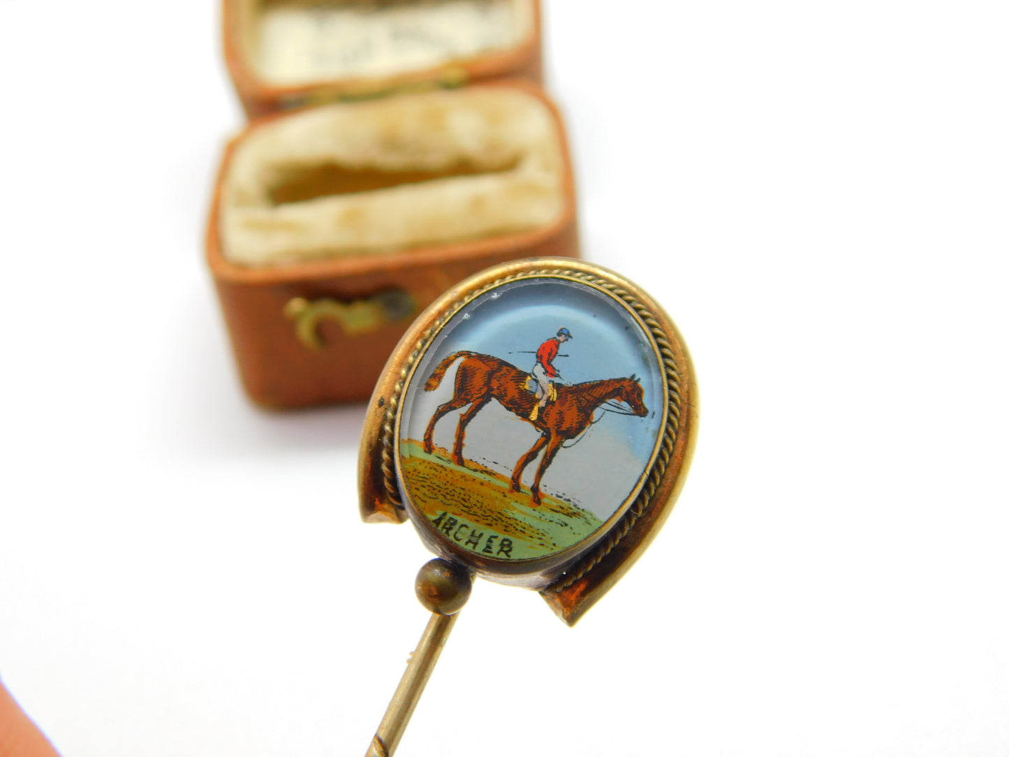 Australian Victorian Gilt Metal & Enamel 'Archer' 1st Melbourne Cup Winner Pin 1861