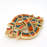 Victorian Scottish 9ct Gold, Bloodstone, Carnelian Agate Kilt Brooch Antique c1860
