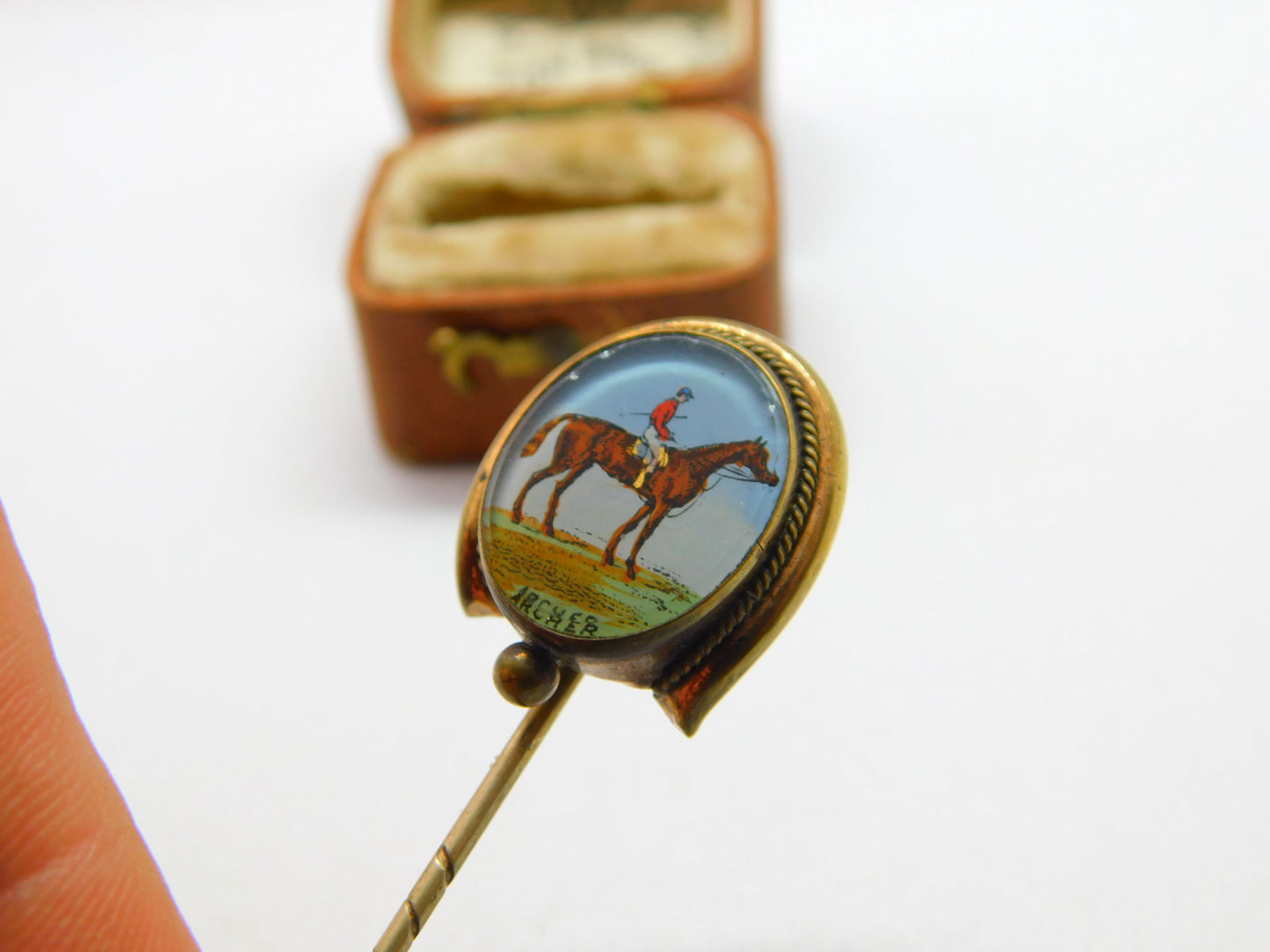 Australian Victorian Gilt Metal & Enamel 'Archer' 1st Melbourne Cup Winner Pin 1861