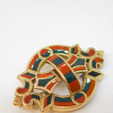 Victorian Scottish 9ct Gold, Bloodstone, Carnelian Agate Kilt Brooch Antique c1860