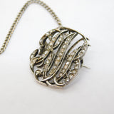 Victorian Sterling Silver & Old-Cut Diamond 'RJB' Monogram Brooch Antique c1850s