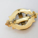 Victorian Scottish 9ct Gold, Bloodstone, Carnelian Agate Kilt Brooch Antique c1860