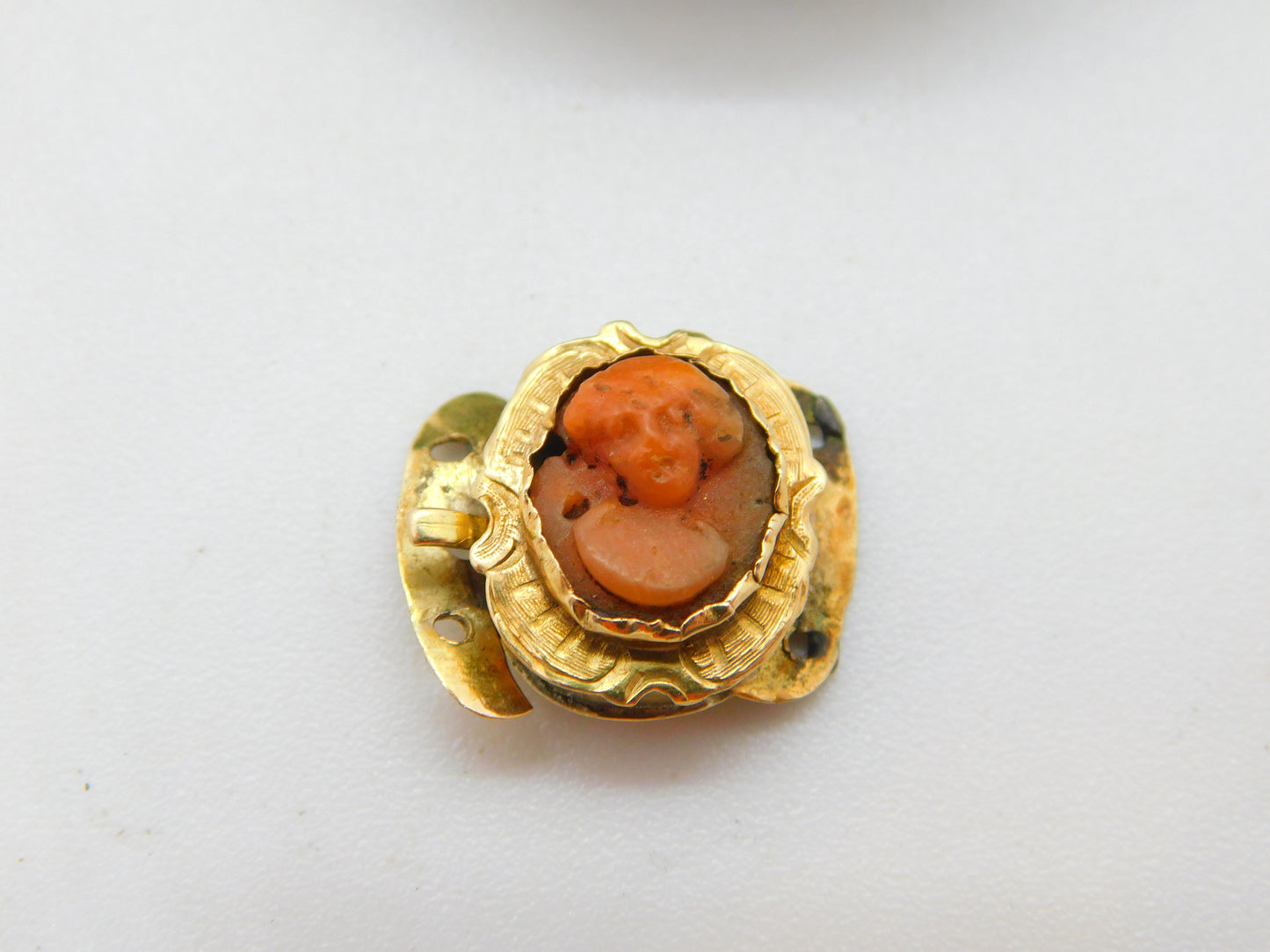 George III 18ct Gold Carved Coral Cameo Jewellery Clasp Antique c1790