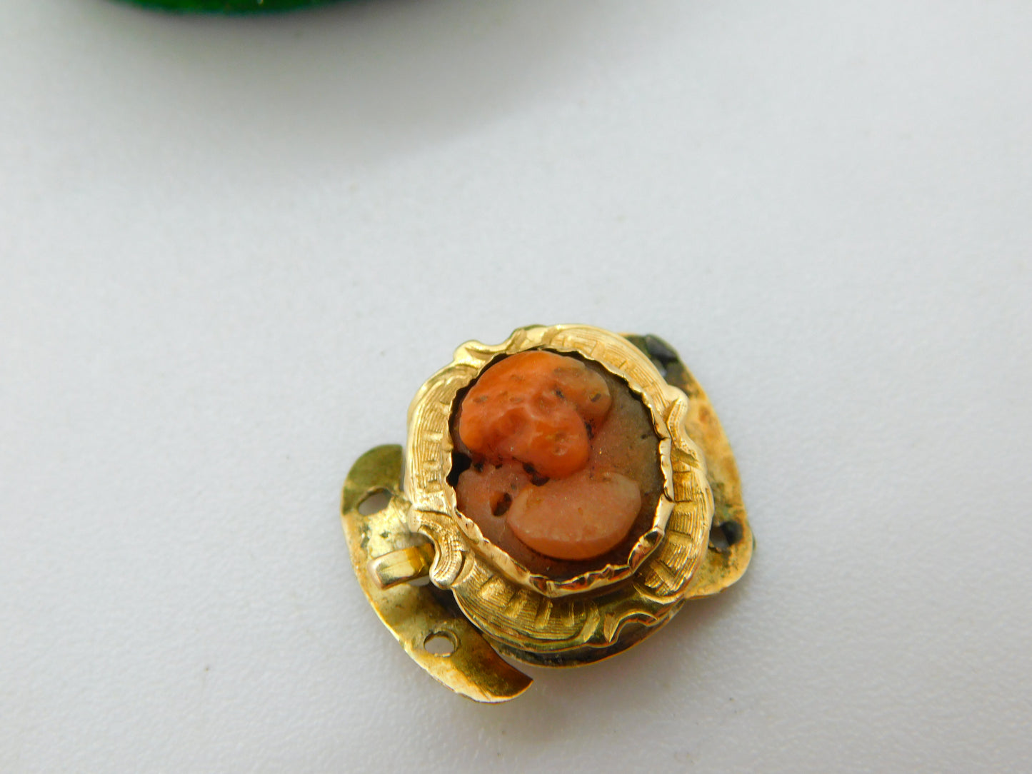 George III 18ct Gold Carved Coral Cameo Jewellery Clasp Antique c1790