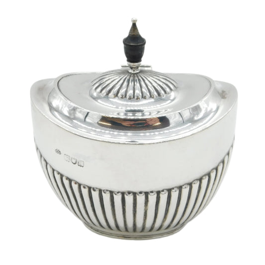 Victorian Sterling Silver Fluted Tea Caddy Antique 1898 London