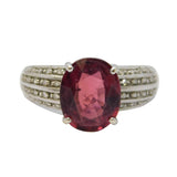 9ct White Gold, Oval-Cut Tourmaline & White Sapphire Dress Ring Vintage