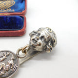French Art Nouveau Silver Plated Cherub & Classical Chatelaine Sewing Antique