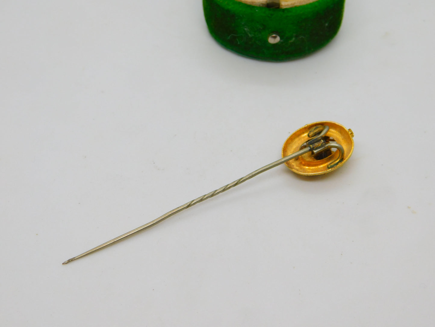 Victorian 18ct Gold Garnet & Diamond Etruscan Style Stick Pin Antique c1860