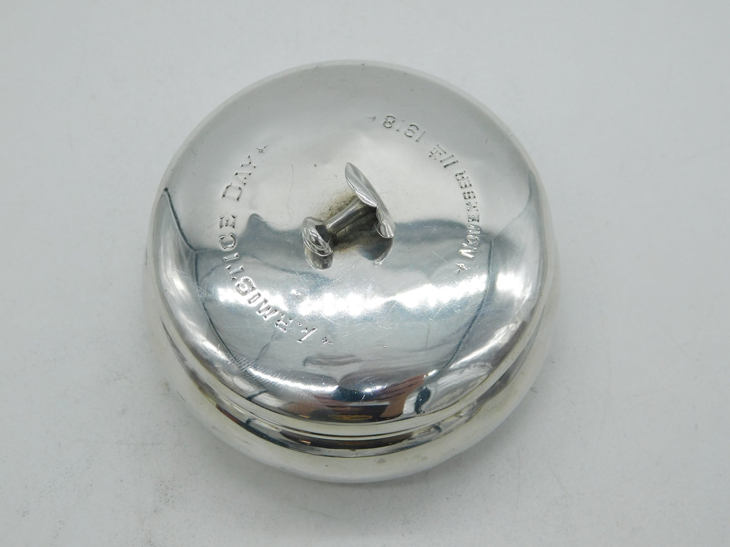 Edwardian Sterling Silver Collar Stud Box WW1 Inscription Antique 1909 Birmingham