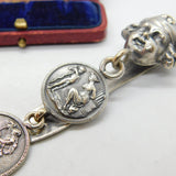 French Art Nouveau Silver Plated Cherub & Classical Chatelaine Sewing Antique