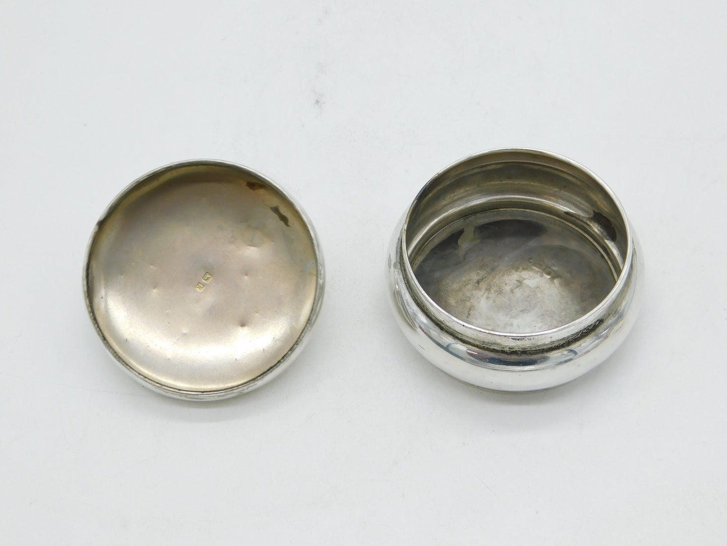 Edwardian Sterling Silver Collar Stud Box WW1 Inscription Antique 1909 Birmingham