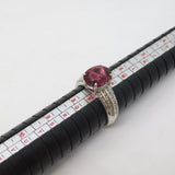 9ct White Gold, Oval-Cut Tourmaline & White Sapphire Dress Ring Vintage
