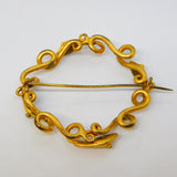 Victorian 9ct Yellow Gold & Turquoise Entwined Snake Brooch Antique c1860