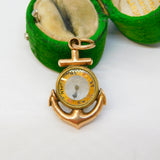 Victorian 9ct Gold Anchor of Hope Compass Set Sweetheart Pendant Antique c1890
