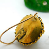 Victorian 15ct Gold, Turquoise & Rose Cut Diamond Hook Earrings Antique c1860