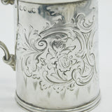 Victorian Sterling Silver Floral Christening Mug Tankard Antique 1865 London