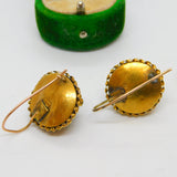 Victorian 15ct Gold, Turquoise & Rose Cut Diamond Hook Earrings Antique c1860