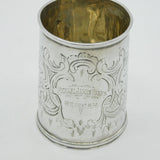 Victorian Sterling Silver Floral Christening Mug Tankard Antique 1865 London