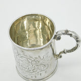 Victorian Sterling Silver Floral Christening Mug Tankard Antique 1865 London