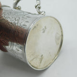 Victorian Sterling Silver Floral Christening Mug Tankard Antique 1865 London