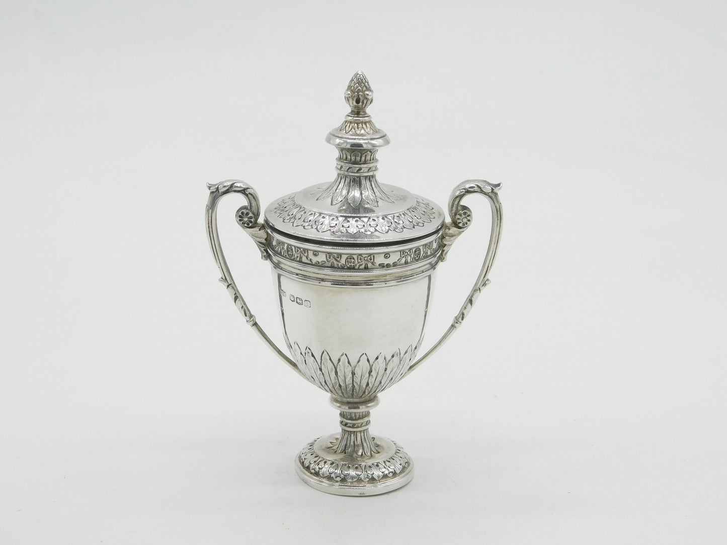 Sterling Silver Floral Pattern Small Lidded Trophy Cup Antique 1925 Sheffield