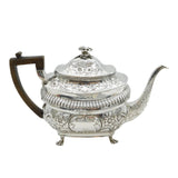 George III Sterling Silver Floral Pattern Paw Foot Teapot Antique 1808 London