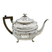 George III Sterling Silver Floral Pattern Paw Foot Teapot Antique 1808 London