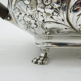 George III Sterling Silver Floral Pattern Paw Foot Teapot Antique 1808 London