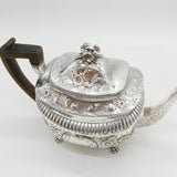George III Sterling Silver Floral Pattern Paw Foot Teapot Antique 1808 London