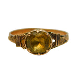 Georgian 14ct Rose Gold & Faceted Citrine Set Dress Ring Antique c1800s