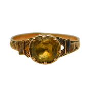 Georgian 14ct Rose Gold & Faceted Citrine Set Dress Ring Antique c1800s