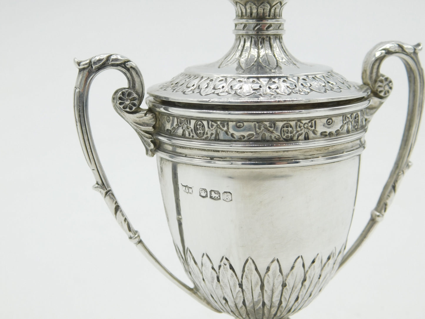 Sterling Silver Floral Pattern Small Lidded Trophy Cup Antique 1925 Sheffield