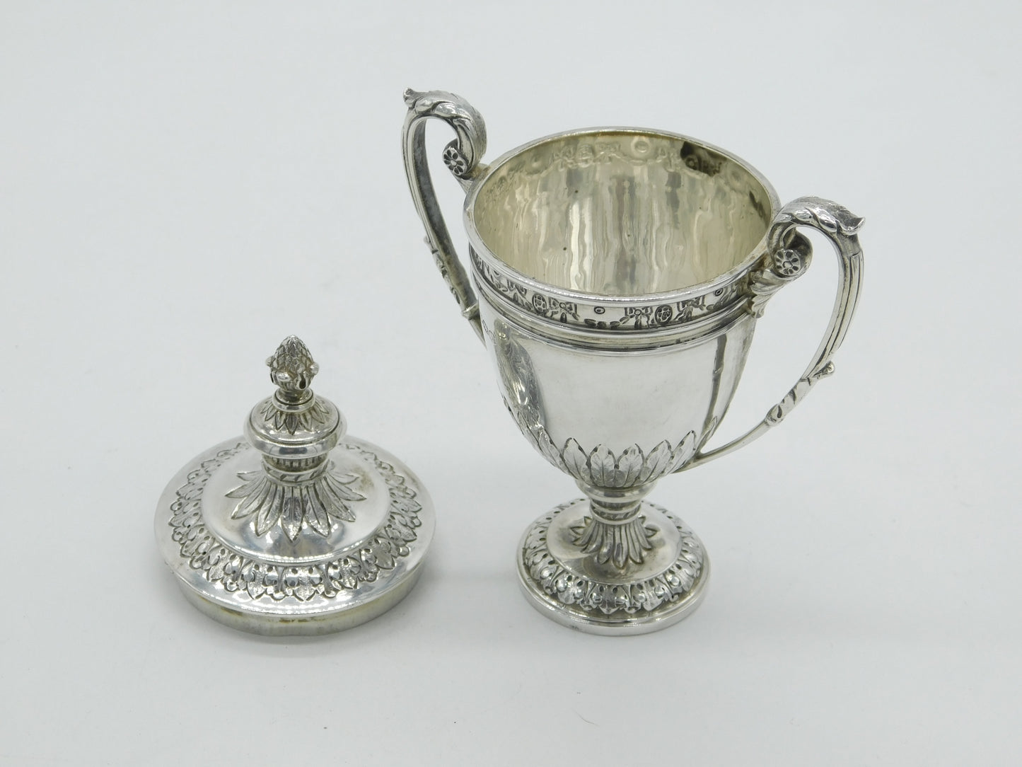 Sterling Silver Floral Pattern Small Lidded Trophy Cup Antique 1925 Sheffield