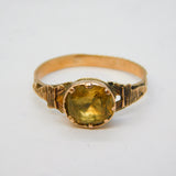Georgian 14ct Rose Gold & Faceted Citrine Set Dress Ring Antique c1800s