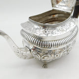 George III Sterling Silver Floral Pattern Paw Foot Teapot Antique 1808 London