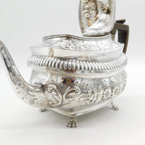 George III Sterling Silver Floral Pattern Paw Foot Teapot Antique 1808 London