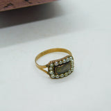 Georgian 9ct Rose Gold, Seed Pearl & Hair Weave Mourning Ring Antique c1800