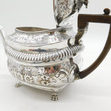 George III Sterling Silver Floral Pattern Paw Foot Teapot Antique 1808 London
