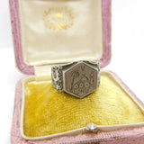 WWII Sterling Silver 'Tunis' Signet Ring Prisoner of War Antique c1945