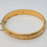 Gold on Sterling Silver Floral Pattern Bangle Bracelet Vintage 1950 Chester