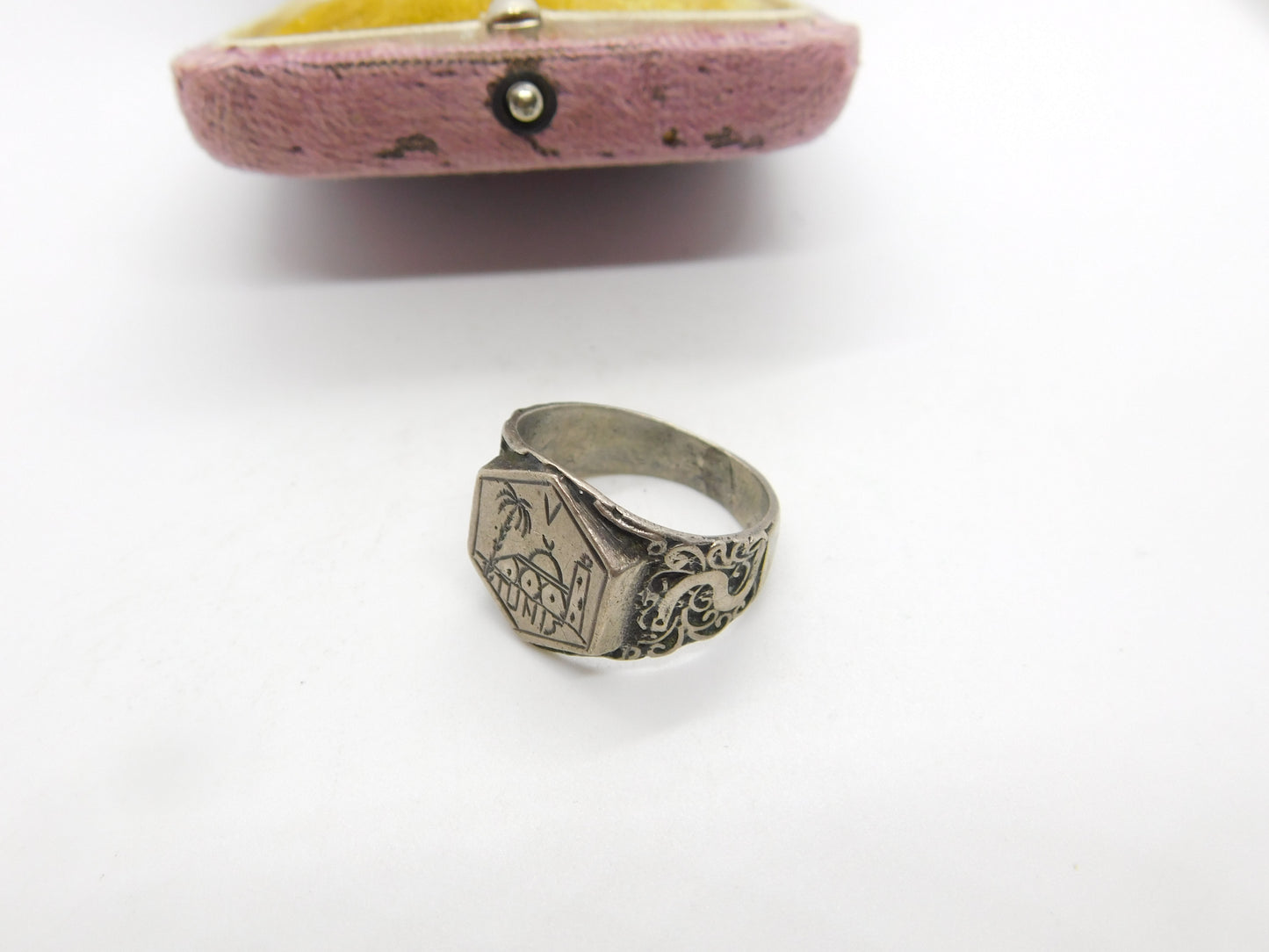 WWII Sterling Silver 'Tunis' Signet Ring Prisoner of War Antique c1945