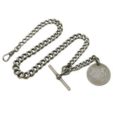 Victorian Sterling Silver Graduating Albert Watch Chain Antique 1898 Birmingham