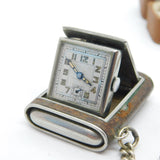 Silver Plated Propelling Pocket Watch on Albert Watch Chain Antique c1920