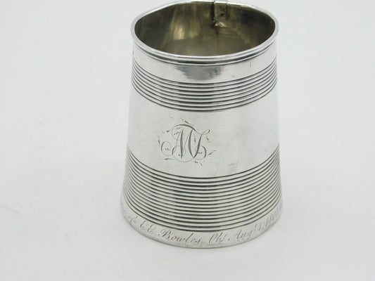 George III Sterling Silver Mourning Inscription Tankard Antique 1805 London