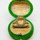 George III 9ct Gold Foil Back Paste & Seed Pearl Pear Shaped Ring Antique c1790