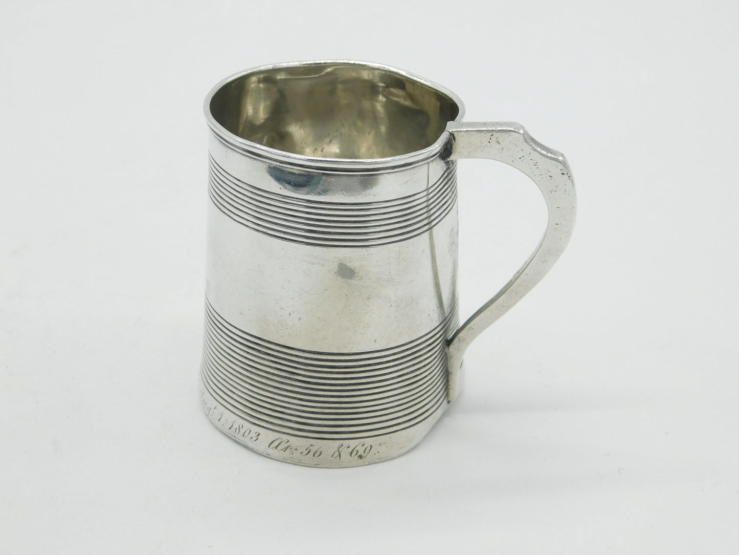 George III Sterling Silver Mourning Inscription Tankard Antique 1805 London