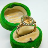 George III 9ct Gold Foil Back Paste & Seed Pearl Pear Shaped Ring Antique c1790