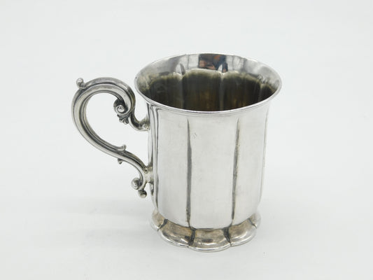 Victorian Sterling Silver Fluted Christening Mug 'Horace' Antique 1868 London